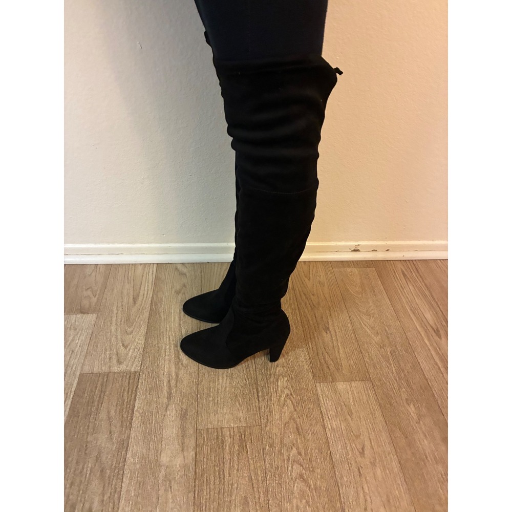 Catherine Malandrino Monarch Black Faux Suede Over The Knee Thigh High Boots 9